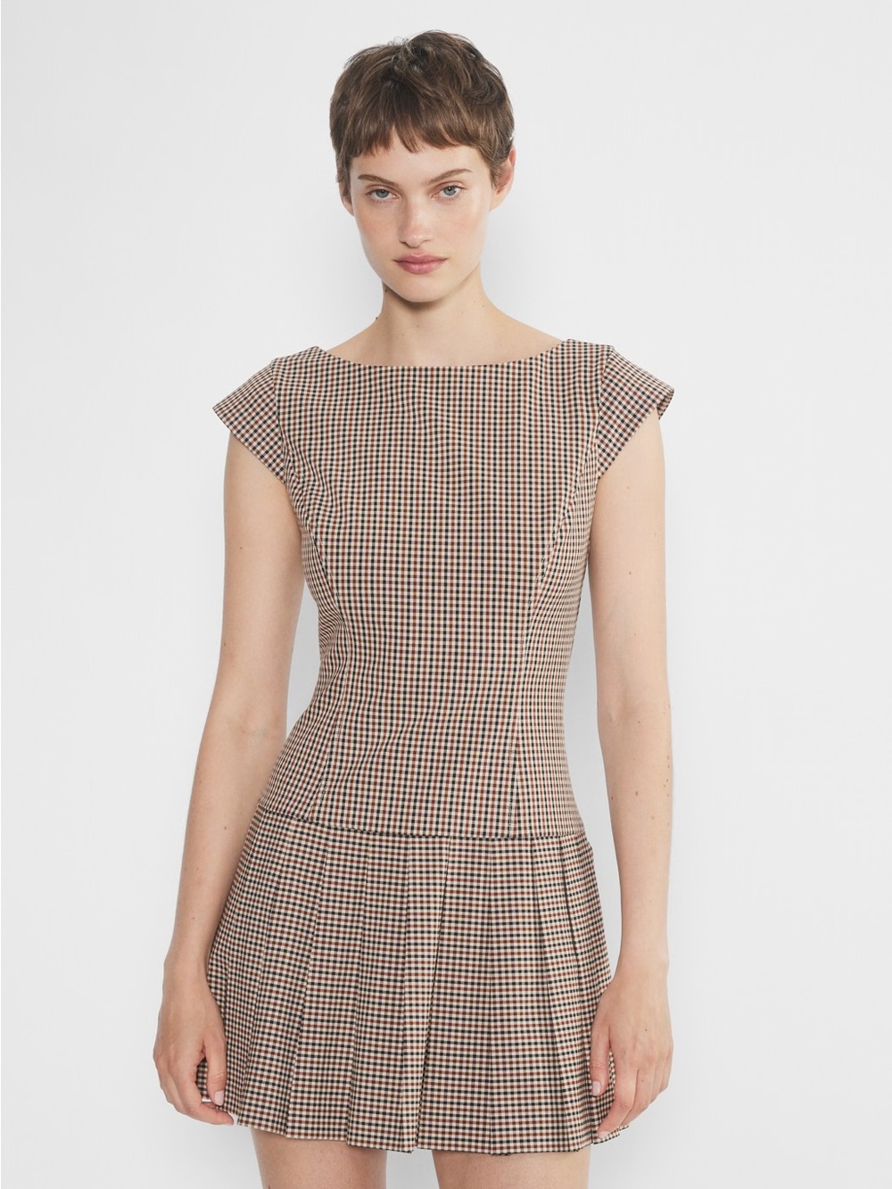 Aritzia Palette dress in brown check